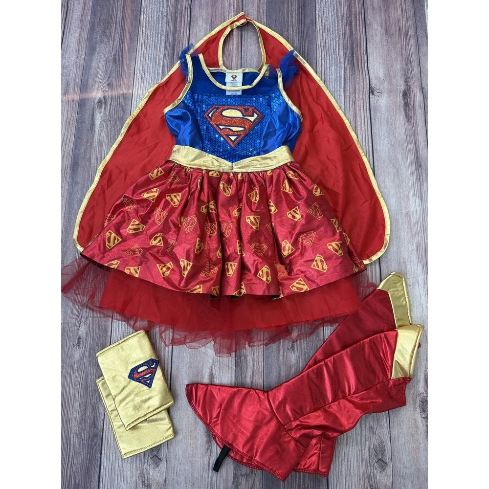 Super Girl Costume Kids Halloween Dress-up Complete Outfit Size Small